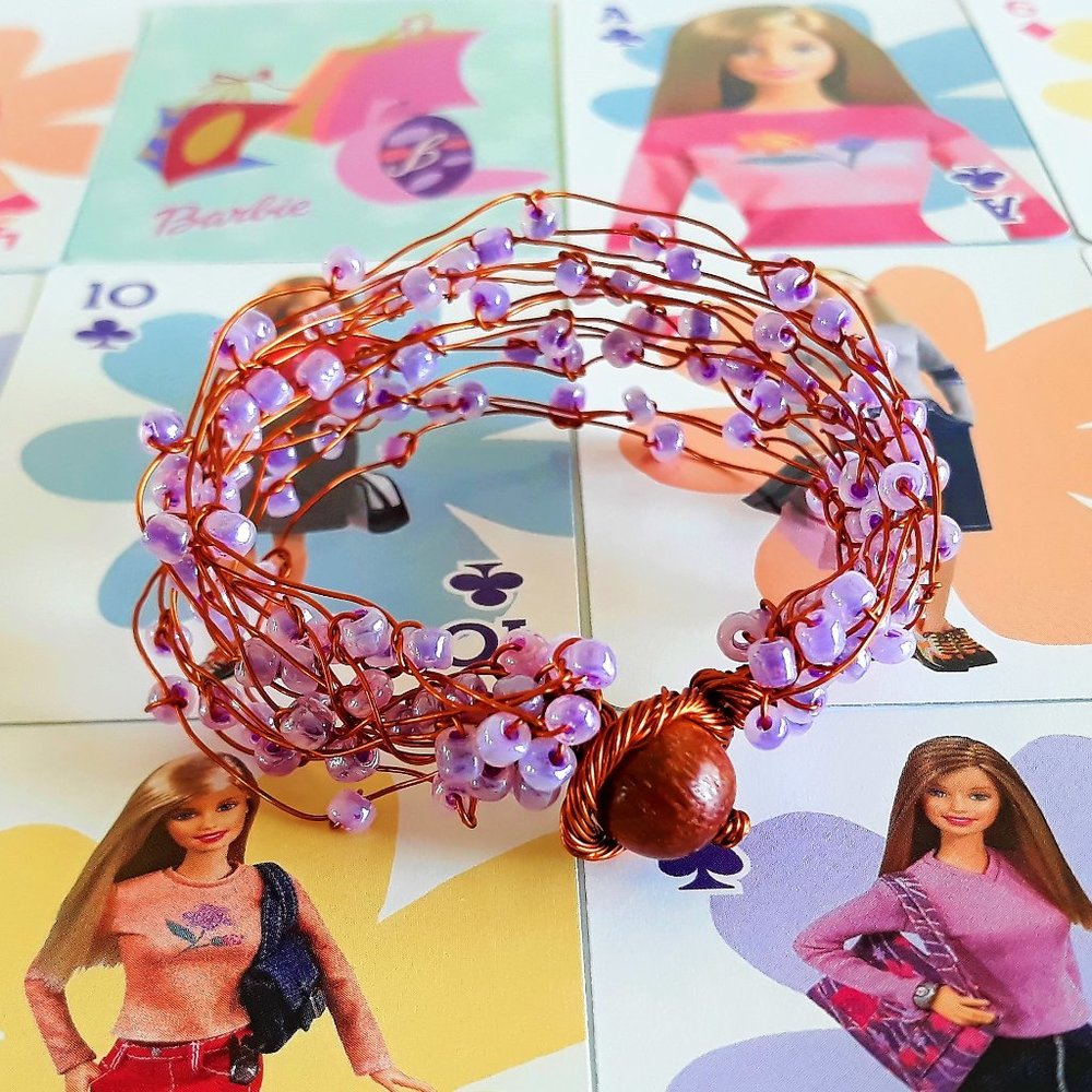 Handmade Wire-Wrapped Beaded Bracelet